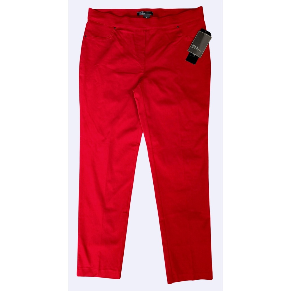 89th & Madison Womens L Bold Red Comfort Waist Straight Leg Millennium Pants NWT